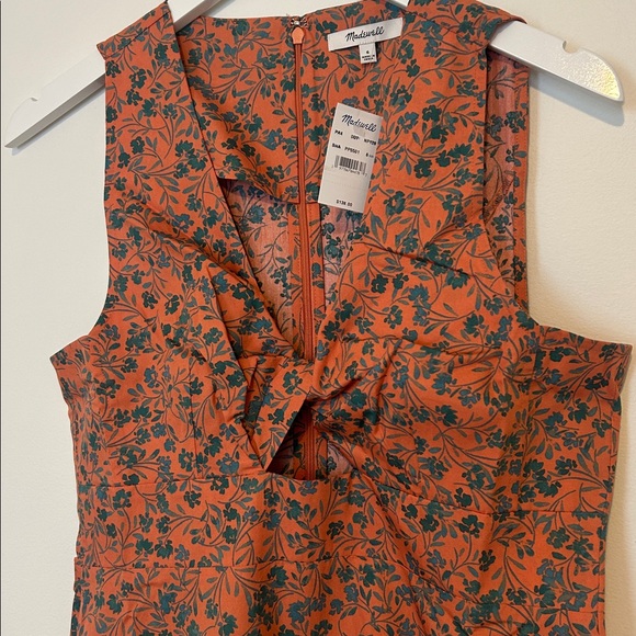 Madewell Floral Twist Front Poplin Midi Dress, Size 6 - Picture 4 of 14